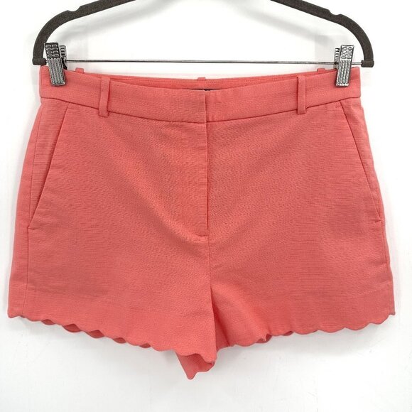 J. Crew Womens Stretchy Coral Blossom Beach Vacation Scalloped Hem 3" 8 Shorts - Picture 1 of 5
